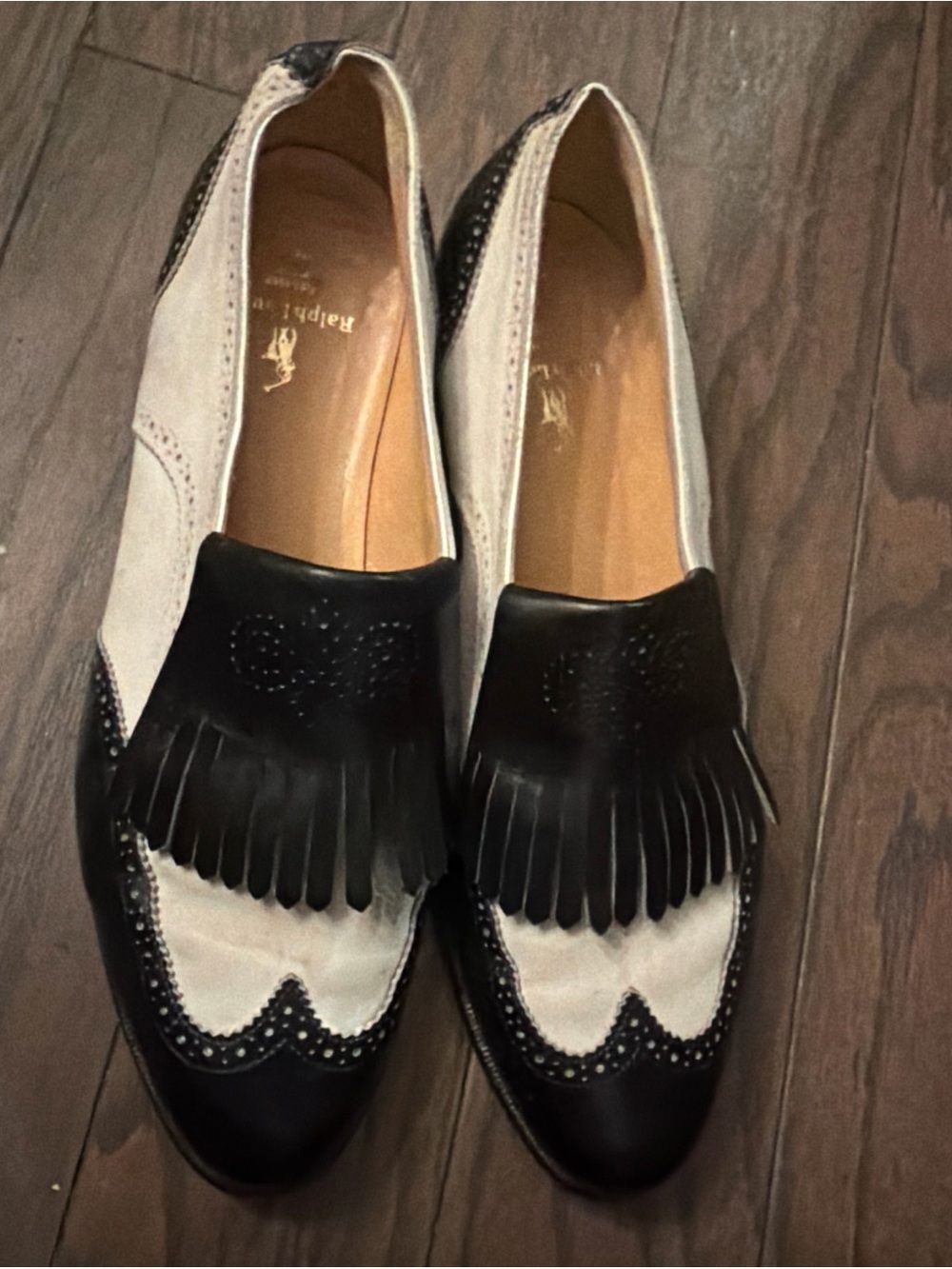 VTG Ralph Lauren Leather 80s Women 7,5 black &white - Picture 5 of 6